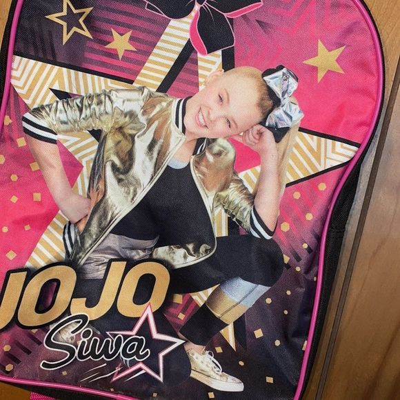 •JOJO SIWA• BLACK/PINK LARGE POCKET BACKPACK/BOOKBAG EUC - Picture 4 of 11